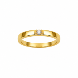 Alliancering 14 kt guld med diamant