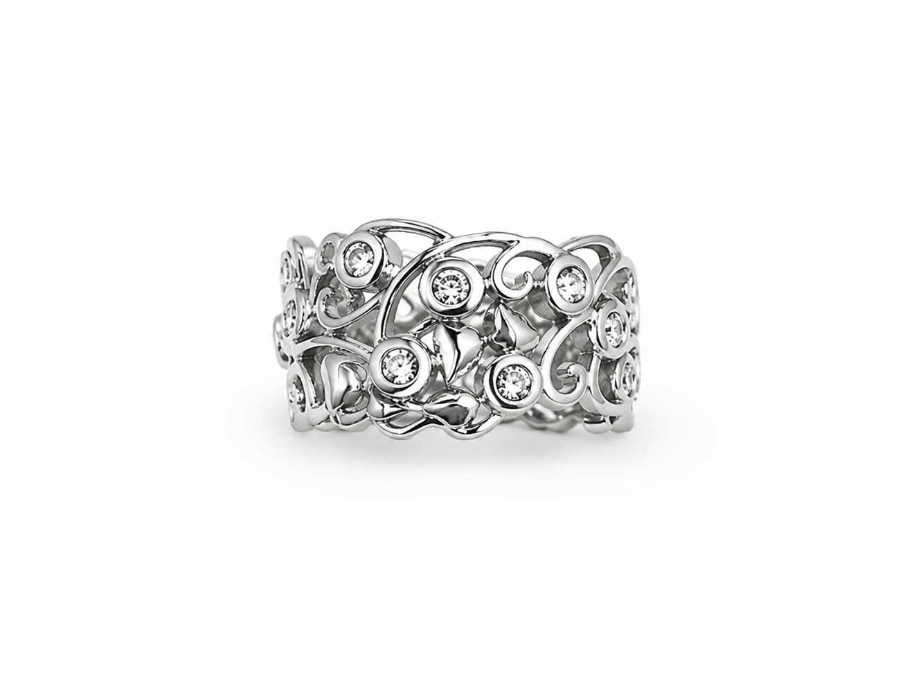 "Blomster ring" hvidguld med diamanter