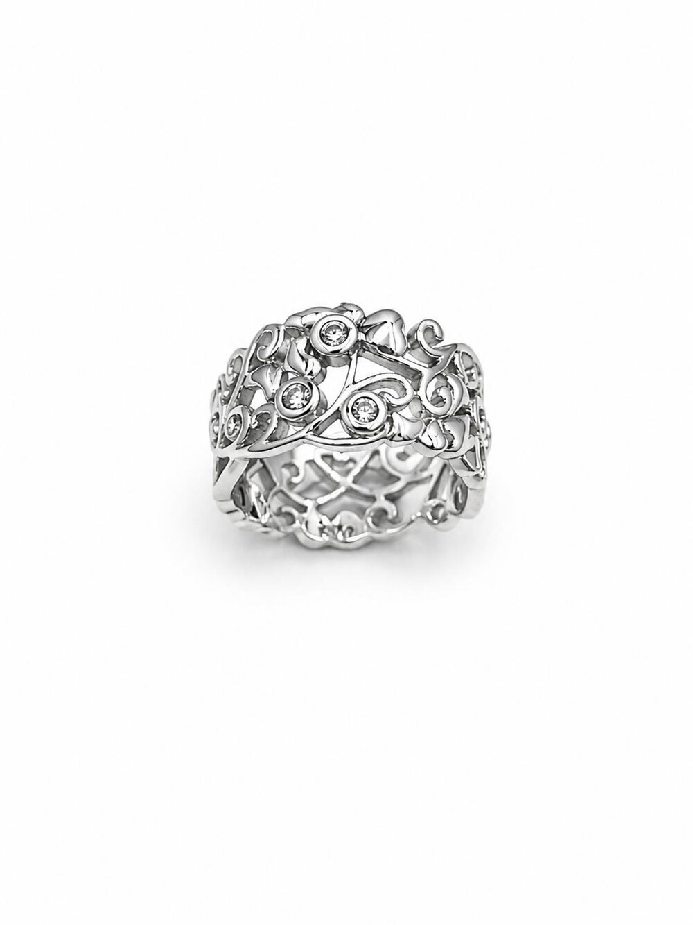 "Blomster ring" hvidguld med 3 diamanter