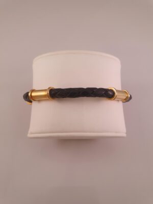 Læder armbånd med 14 kt guldstykker