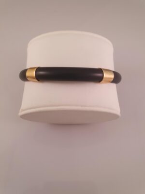 Gummi armbånd med 14 kt. guldstykker