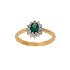 Noa 183 026SG3 guldring med grøn sten