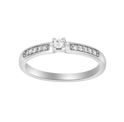 Noa 110 109BR6 heart 14kt. hvidgulds ring med diamant 0.13ct