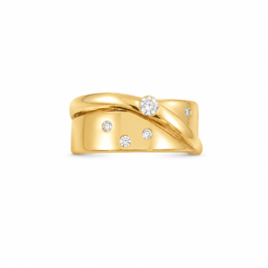 14 kt guldring med diamanter