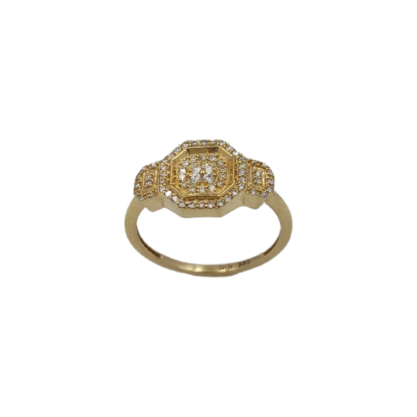 14 kt guldring med diamanter