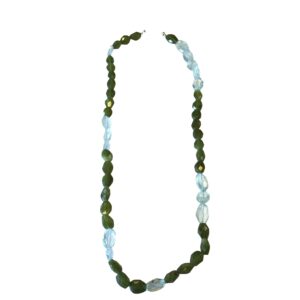 Ole Lynggaard stenkæde med aquamarin/oliven quartz