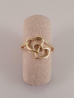 14kt guldring "Double Happiness" med diamanter