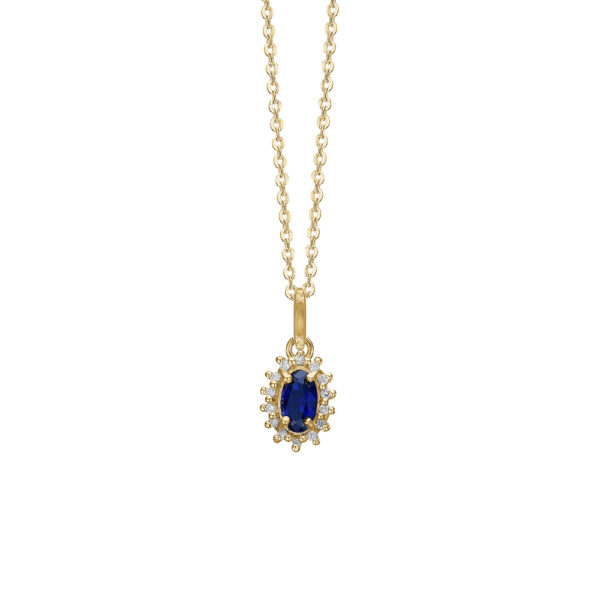 Aagaard 8 kt guldcollie med safir og diamanter 1680-G8-24-45