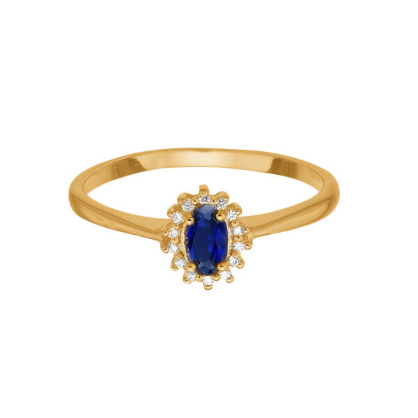 Aagaard 8 kt guldring med safir og diamanter 1800-G8-15