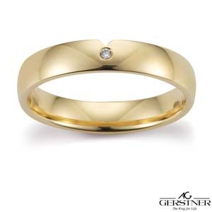 Gerstner vielsesring i guld m. brillant