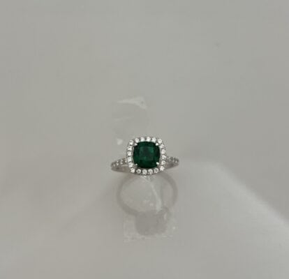 SKN sølv ring med grøn cz