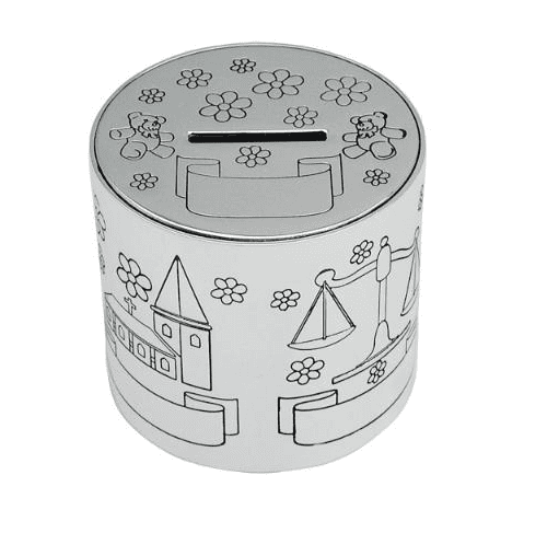 Noa 152-86844 forkromet sparebøsse m. dåbsmotiver