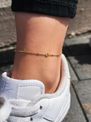 Scrouples sølv forgyldt ankelkæde med cz