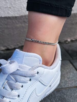 Noa 60250160900 sølv panser facet ankelkæde