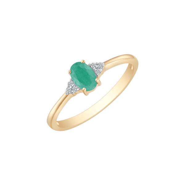 8kt. guldring med oval smaragd 62205067