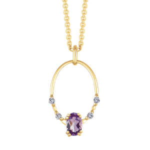 Støvring Guld halskæde med oval ametyst 66237075