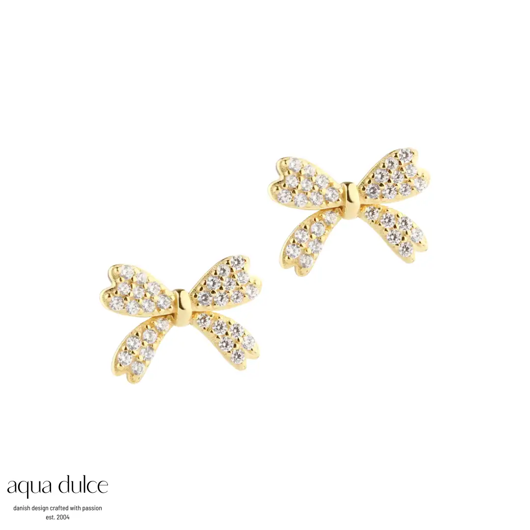 Aqua Dulce BIG DARLING BOW sølvforgyldt ørestikker 5805