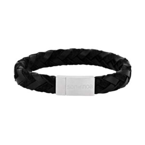 Son of Noa sort flettet kalveskinds armbånd 80970309119