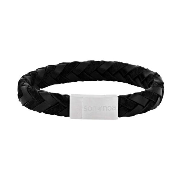 Son of Noa sort flettet kalveskinds armbånd 80970309119