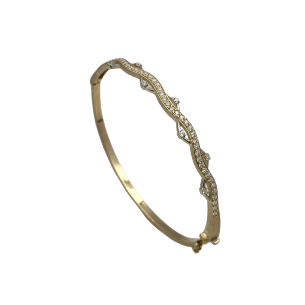 SKN 14kt rødguld armring med zirkonia