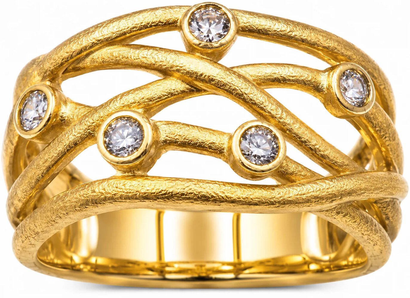 SKN 14kt guldring med 5 diamanter