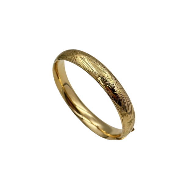 SKN 14kt rødguld armring med detaljer