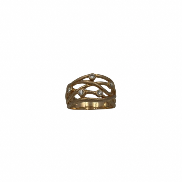 SKN 14kt guldring med 5 diamanter