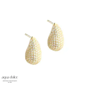Aqua Dulce PAVÉ sølv forgyldt ørestik 6102