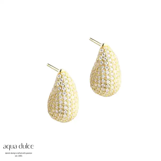 Aqua Dulce PAVÉ sølv forgyldt ørestik 6102
