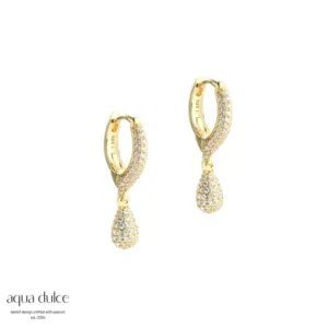 Aqua Dulce PAVÉ forgyldte sølv creoler med zirkonia 6106