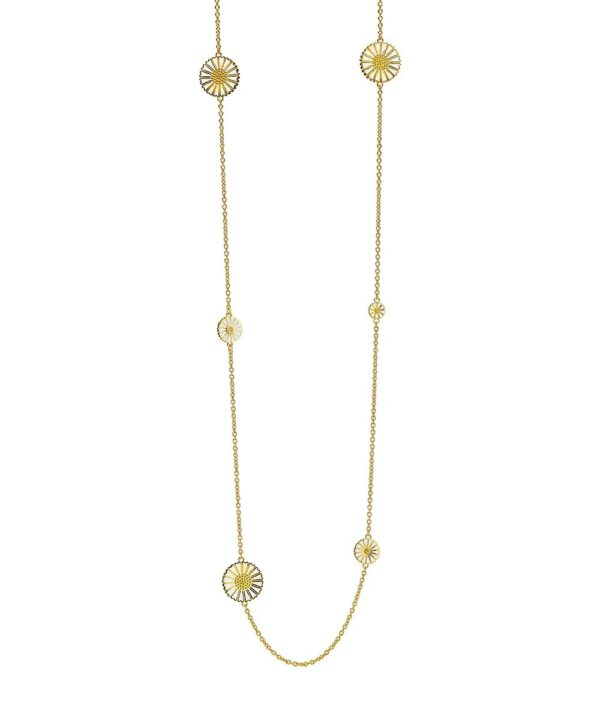 Lund Copenhagen Marguerit collier 24kt. forgyldt sølv 90cm 90201790-M