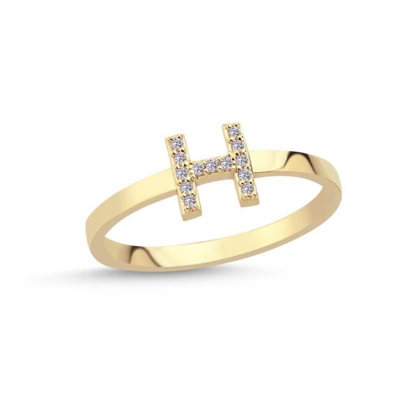 Nuran bogstav ring – H Pavé