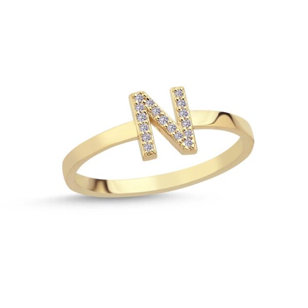 Nuran bogstav ring - N Pavé