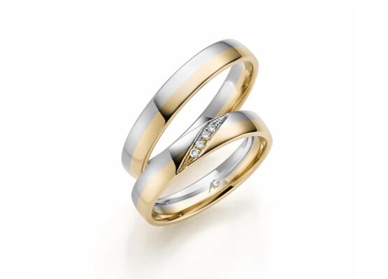 Gerstner vielsesringe med hvid– og rødguld med eller uden sten