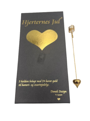 Hjerternes Jul Lysholdere – 5 stk. i 24 karat forgyldt