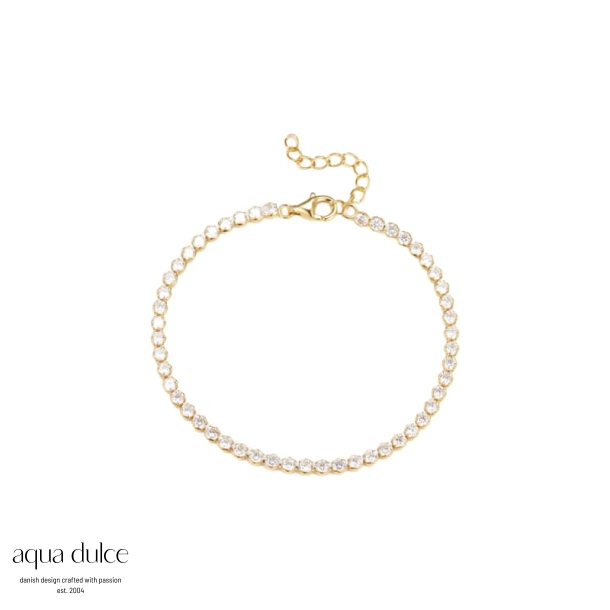 Aqua Dulce Tennis armbånd i forgyldt sterling sølv 6718