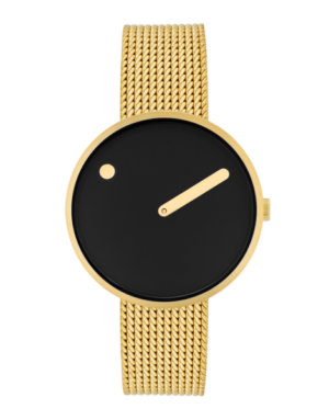 Picto 34087-0914 – 34 mm sort/guld designur med mesh lænke