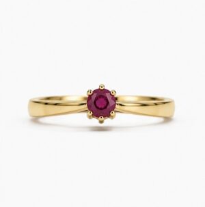 SKN 14 kt rubin solitaire ring med 6 greb