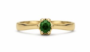 SKN 14 kt rødgulds smaragd solitaire ring